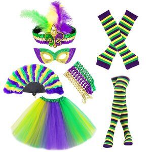 2949 7 Pcs Women's Mardi Gras Costume Accessoriess Set -